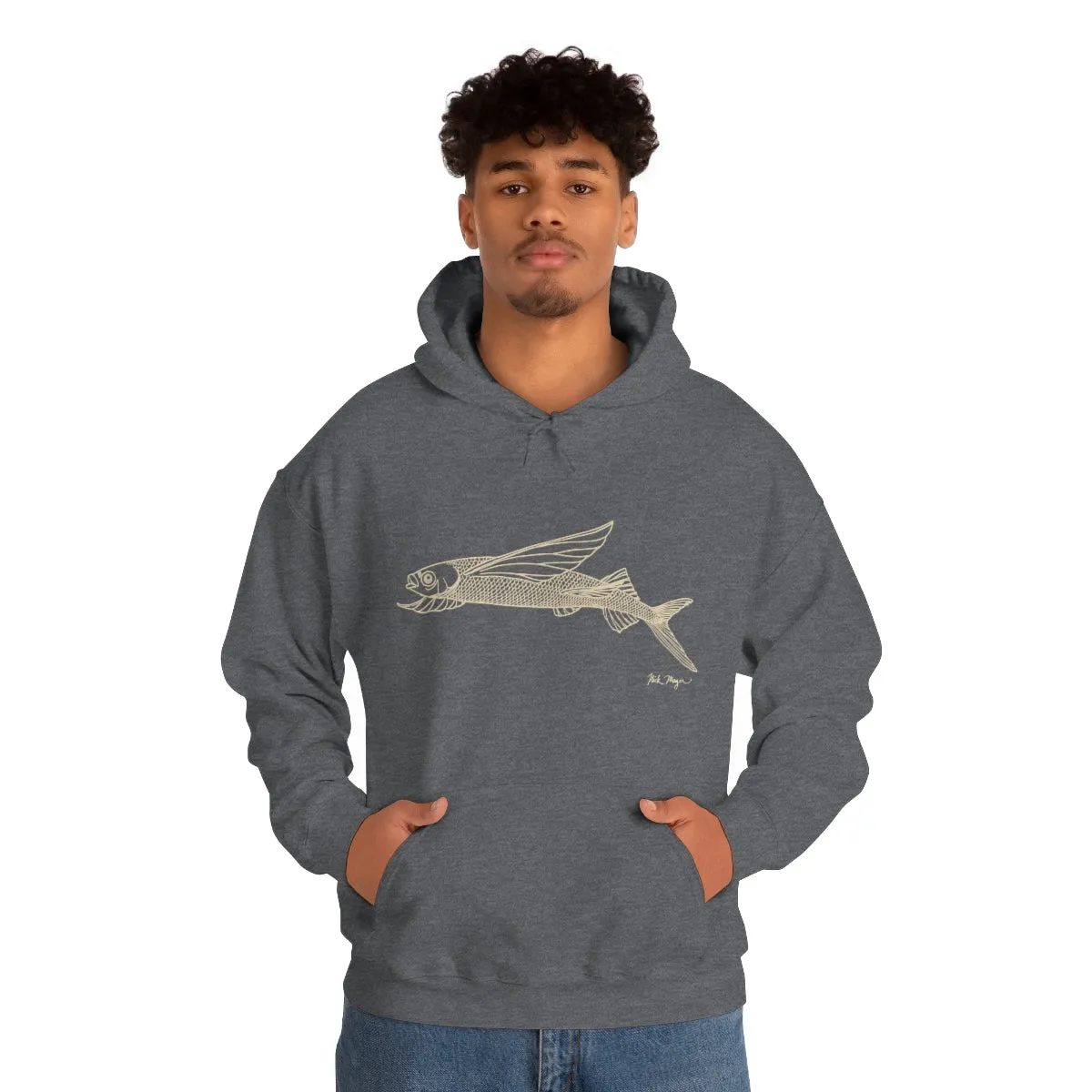 Flying Fish Drawing Warm Hoodie