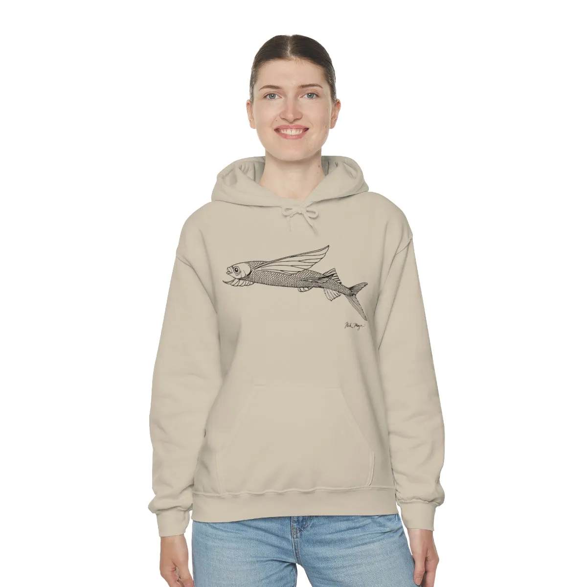 Flying Fish Drawing Warm Hoodie