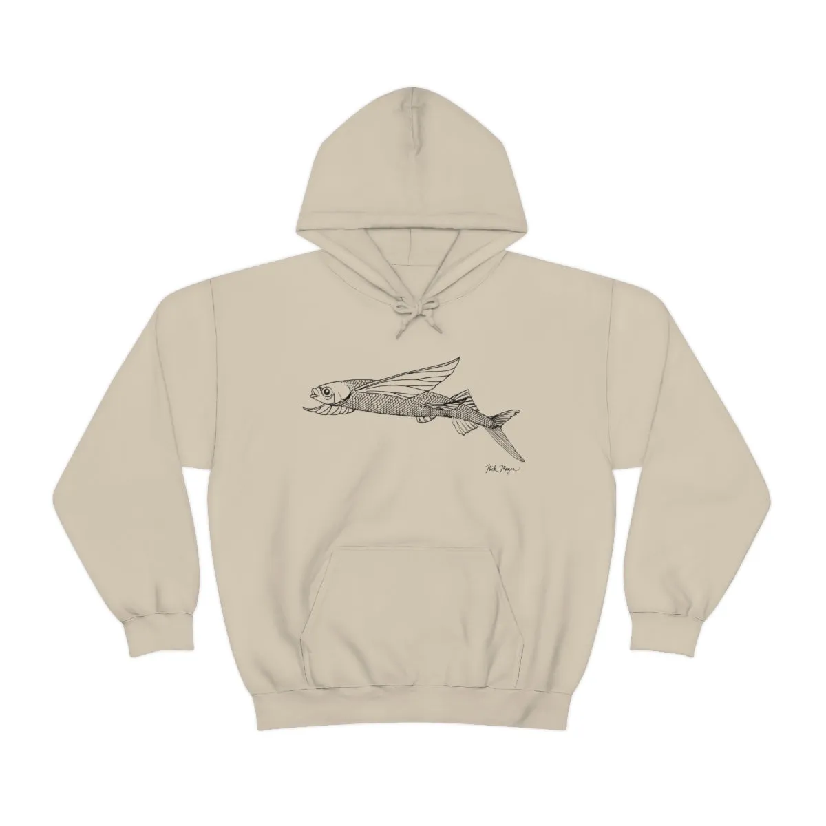 Flying Fish Drawing Warm Hoodie