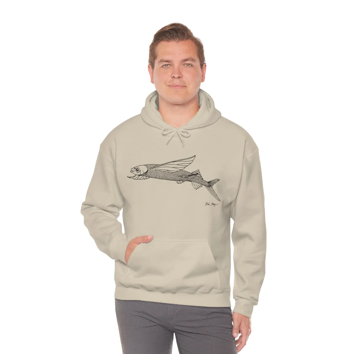 Flying Fish Drawing Warm Hoodie