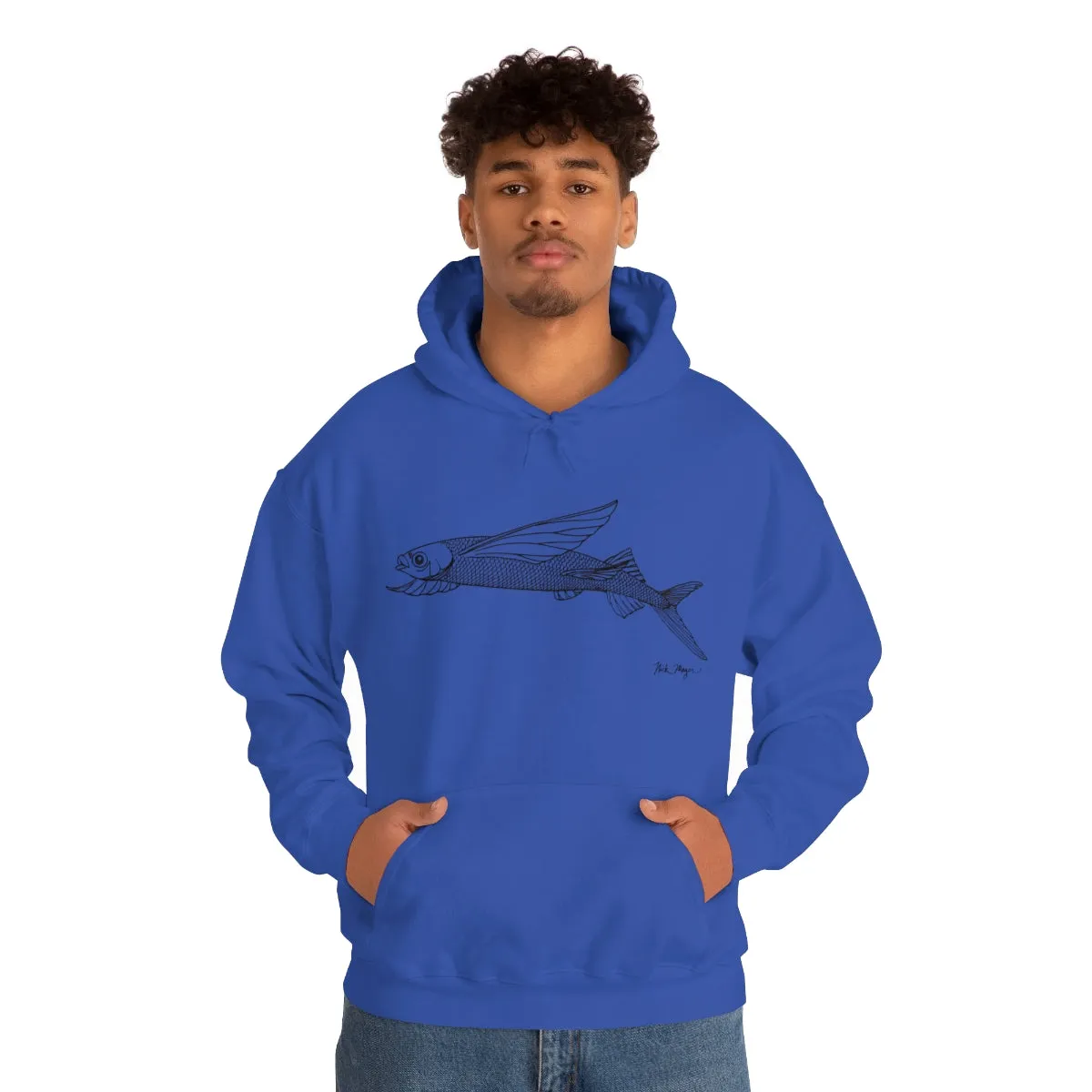 Flying Fish Drawing Warm Hoodie