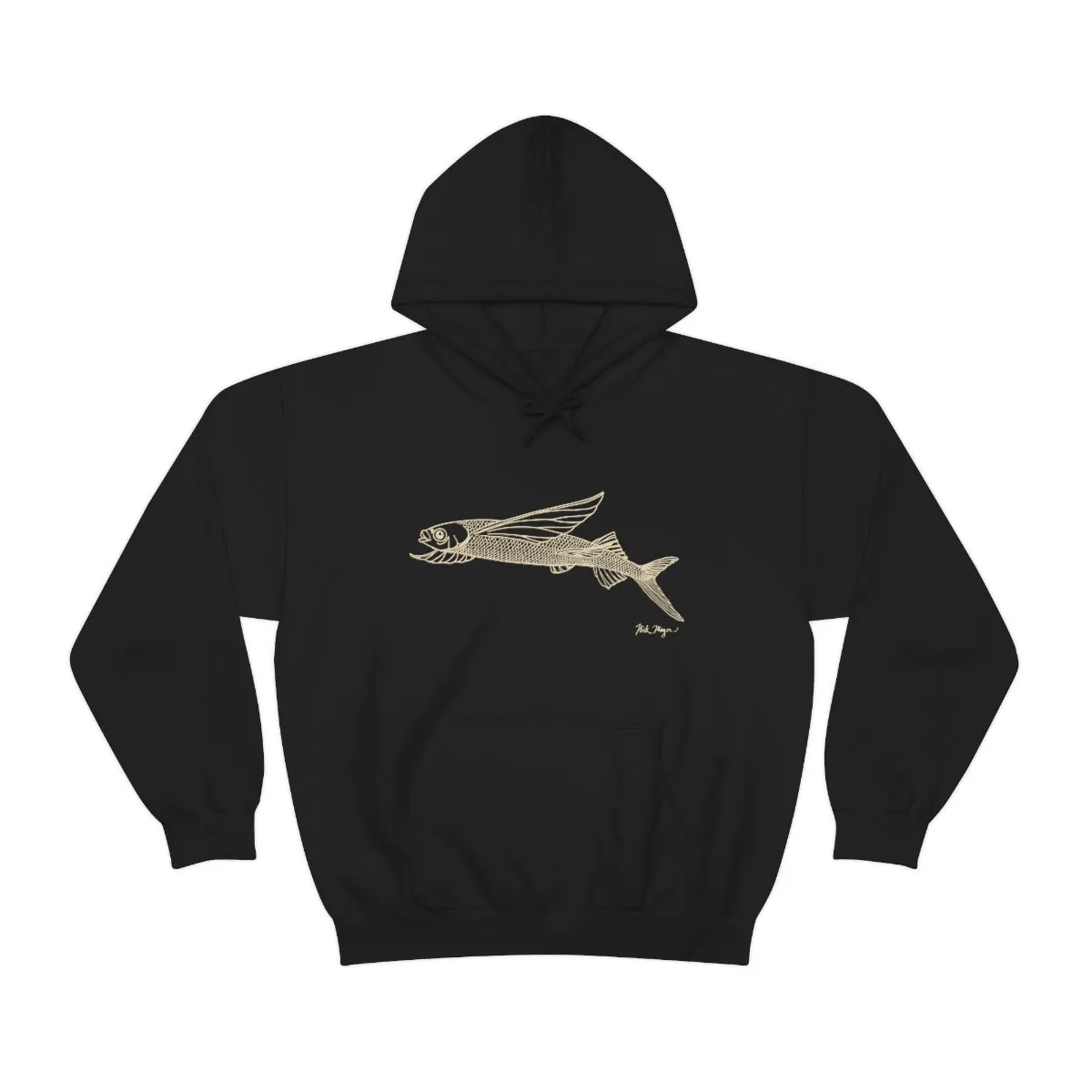 Flying Fish Drawing Warm Hoodie