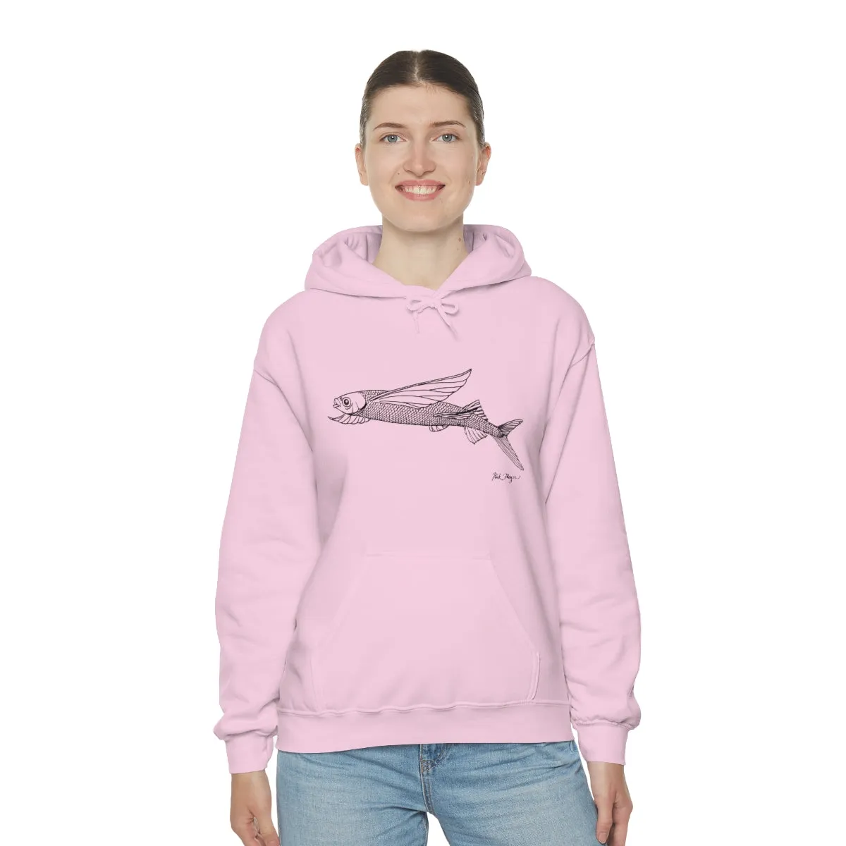 Flying Fish Drawing Warm Hoodie