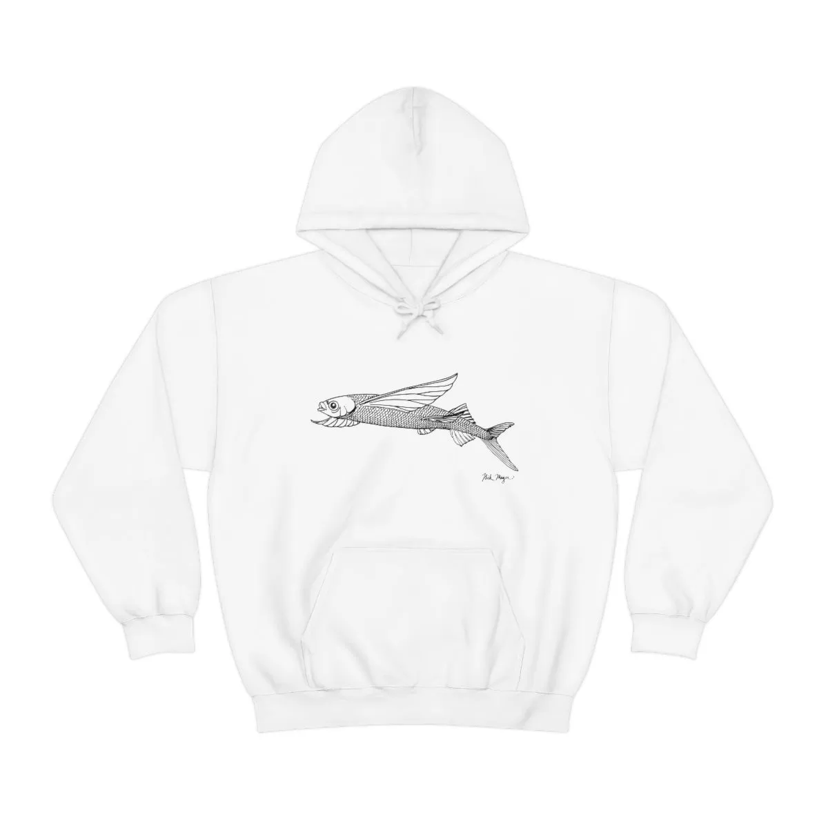 Flying Fish Drawing Warm Hoodie