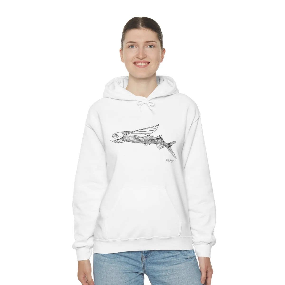 Flying Fish Drawing Warm Hoodie