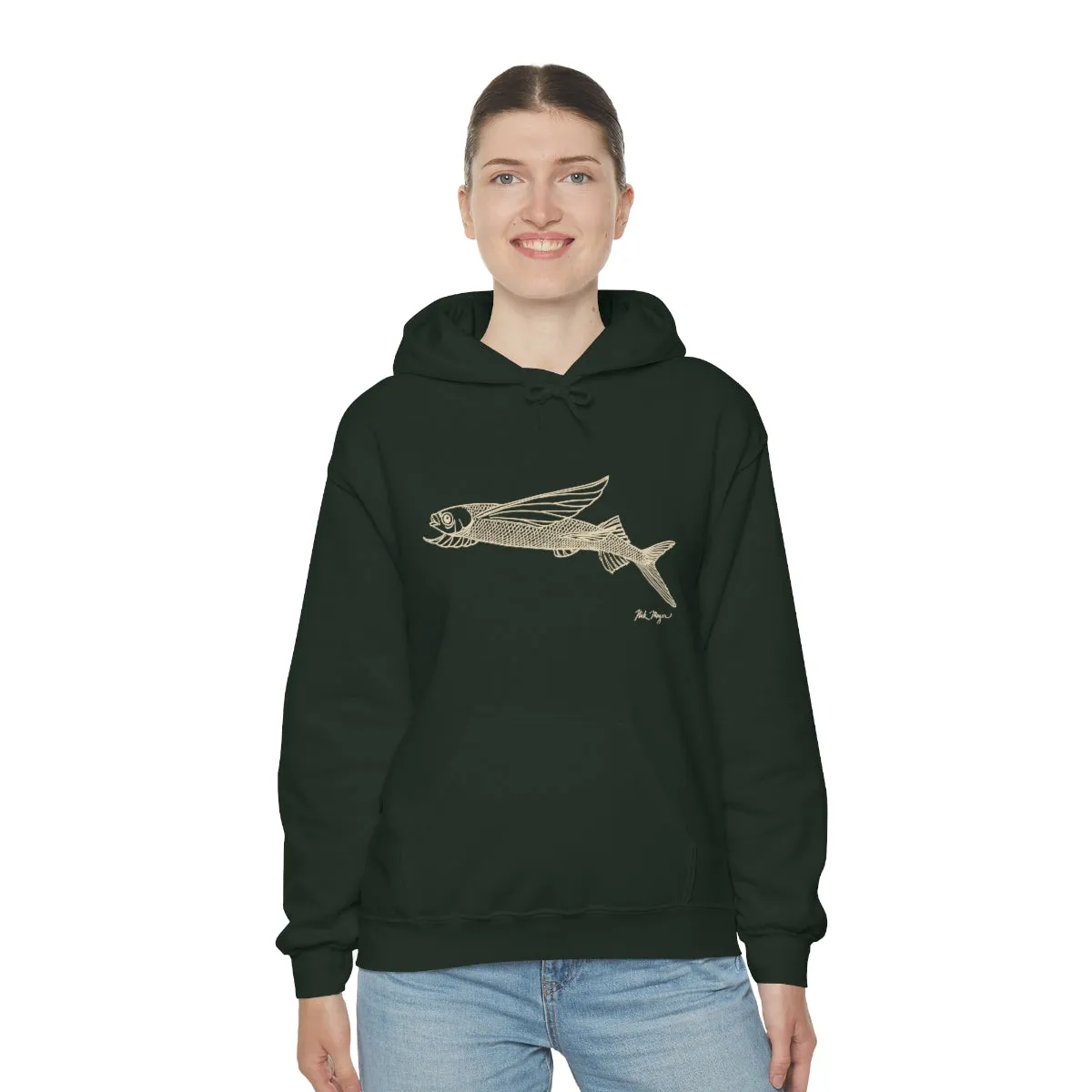 Flying Fish Drawing Warm Hoodie