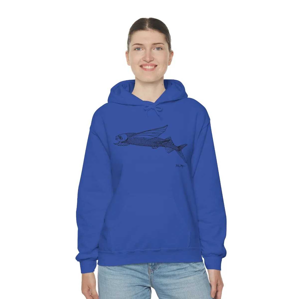 Flying Fish Drawing Warm Hoodie