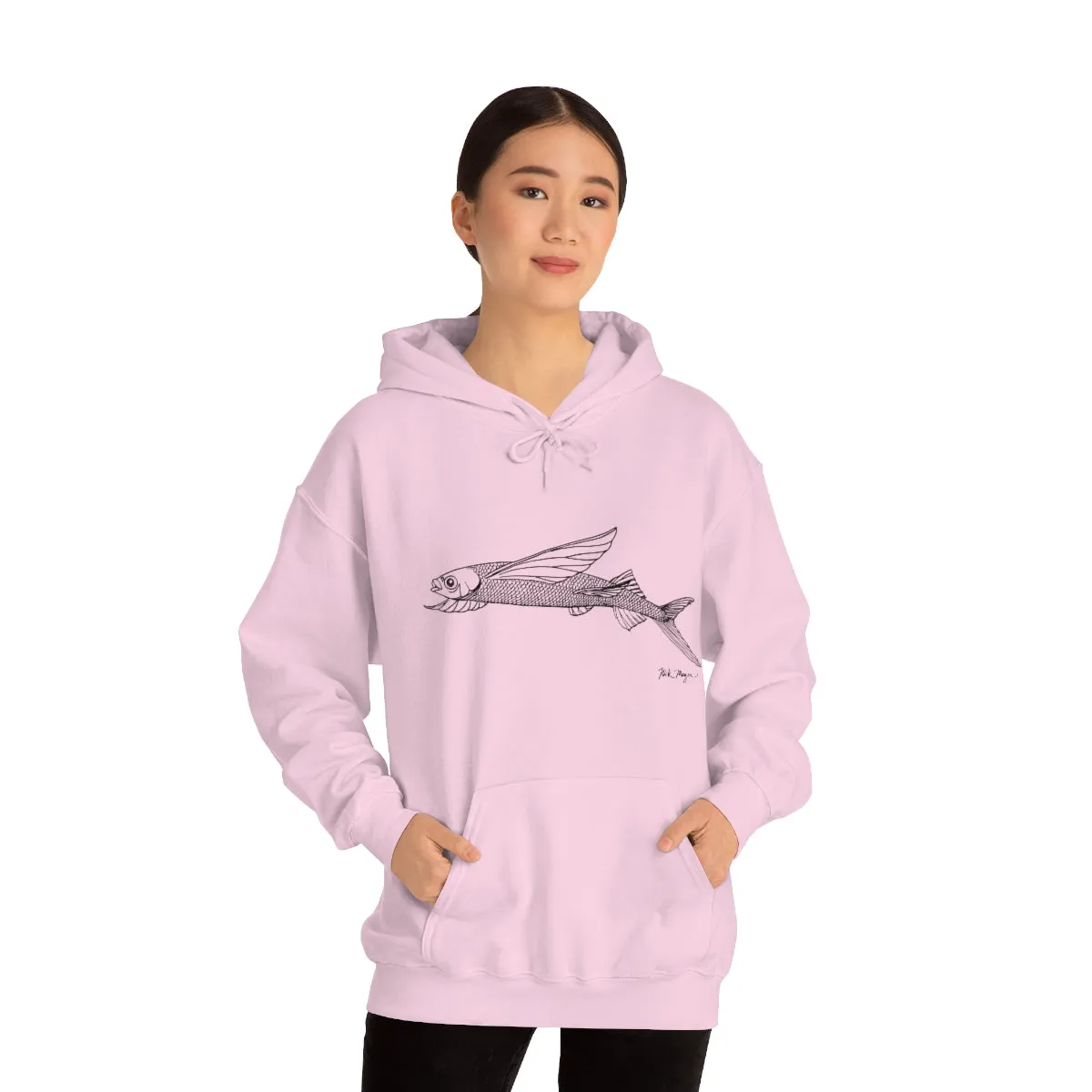 Flying Fish Drawing Warm Hoodie