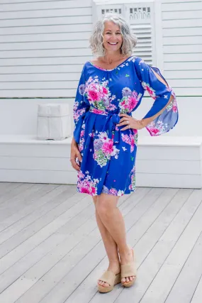 Fresh Florals Summer Dress - Dark Blue