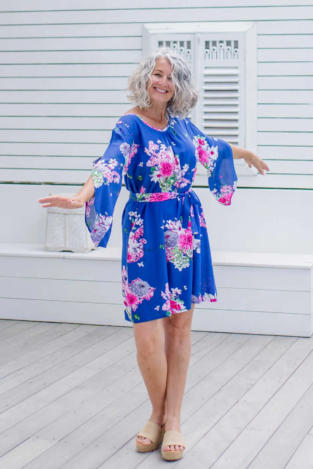 Fresh Florals Summer Dress - Dark Blue