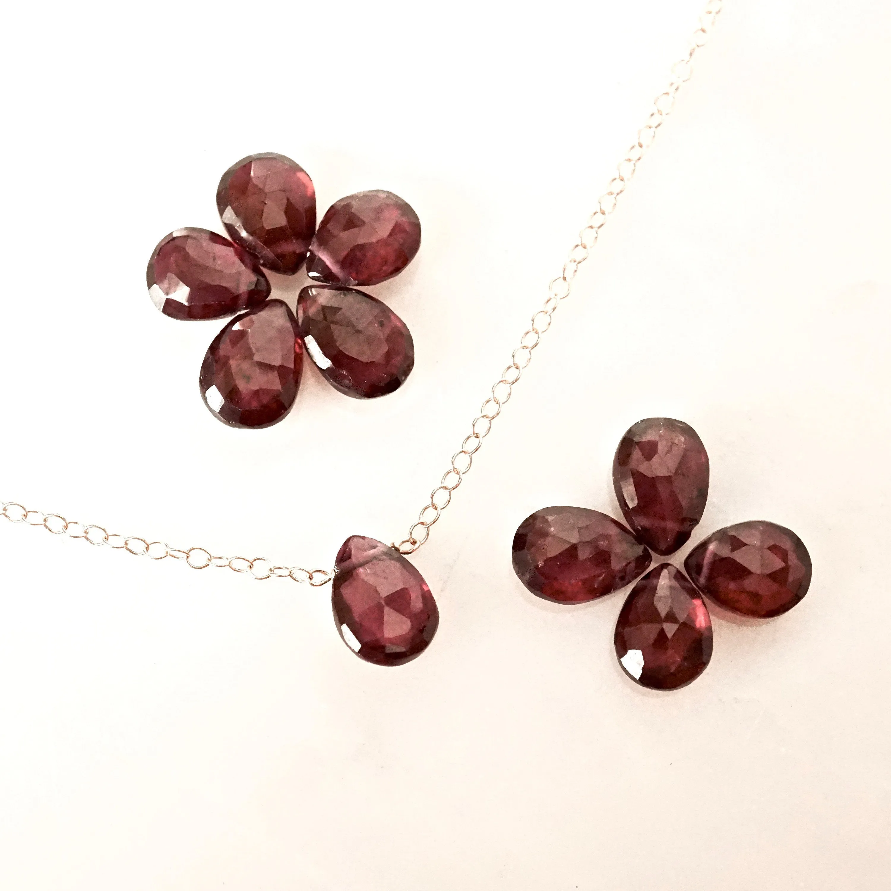 Garnet Necklace - January Birthstone Necklace - Garnet Tear drop Necklace