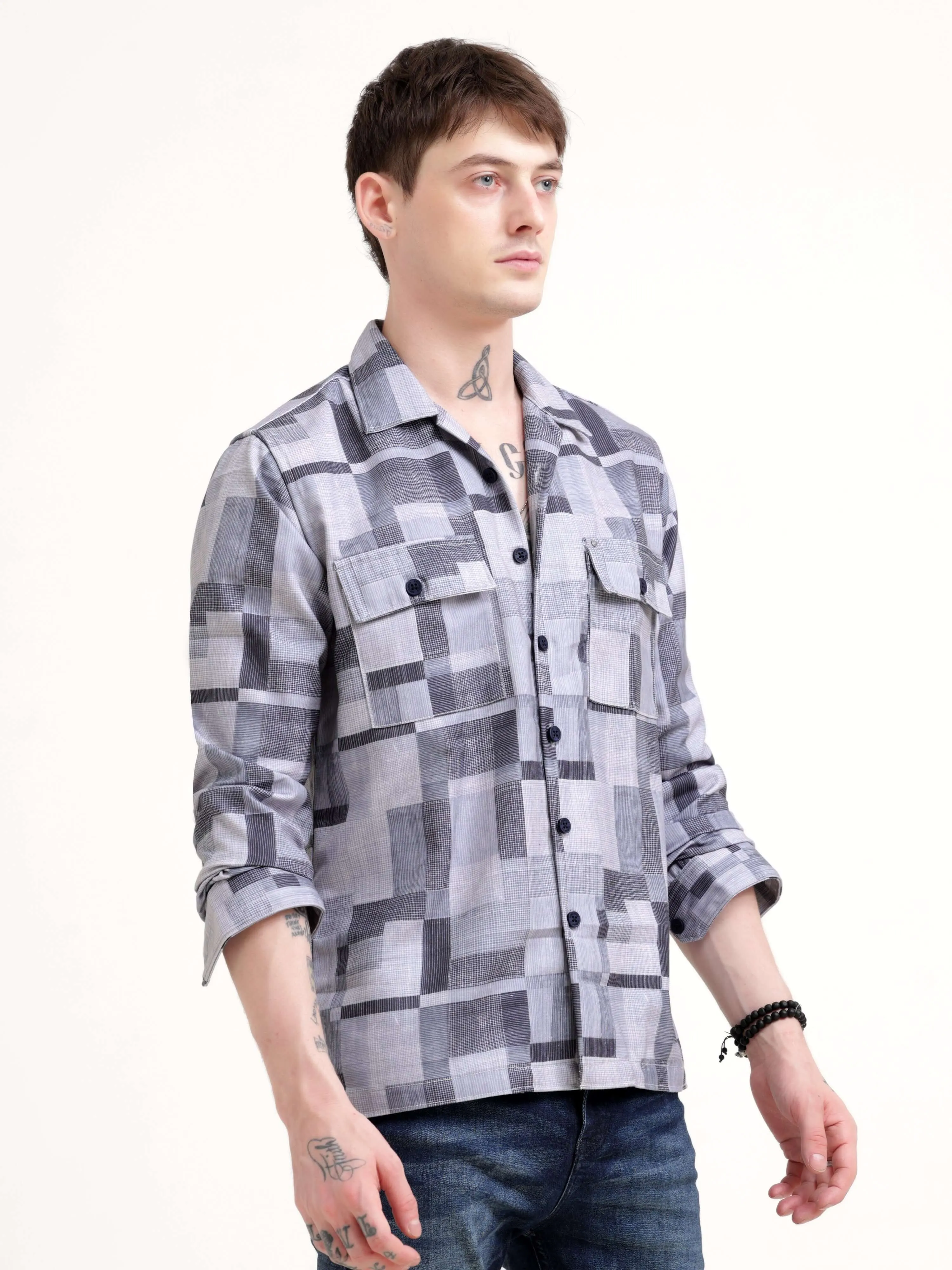 Geovibrance abstract gray Overshirt