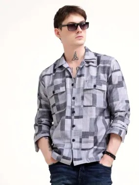 Geovibrance abstract gray Overshirt