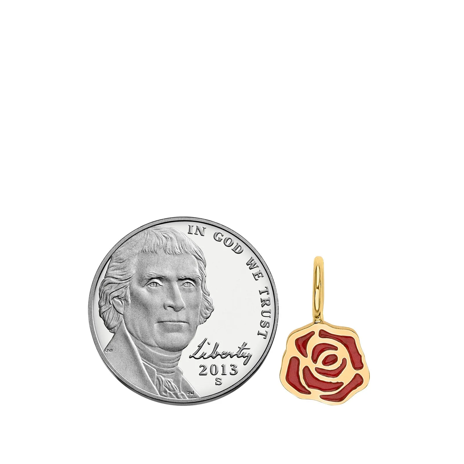 Gold Enamel Rose Charm