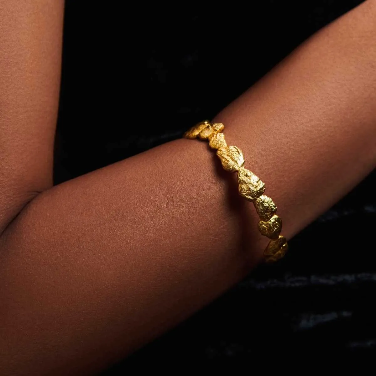 Gold Nuggets Goldtone Bangle