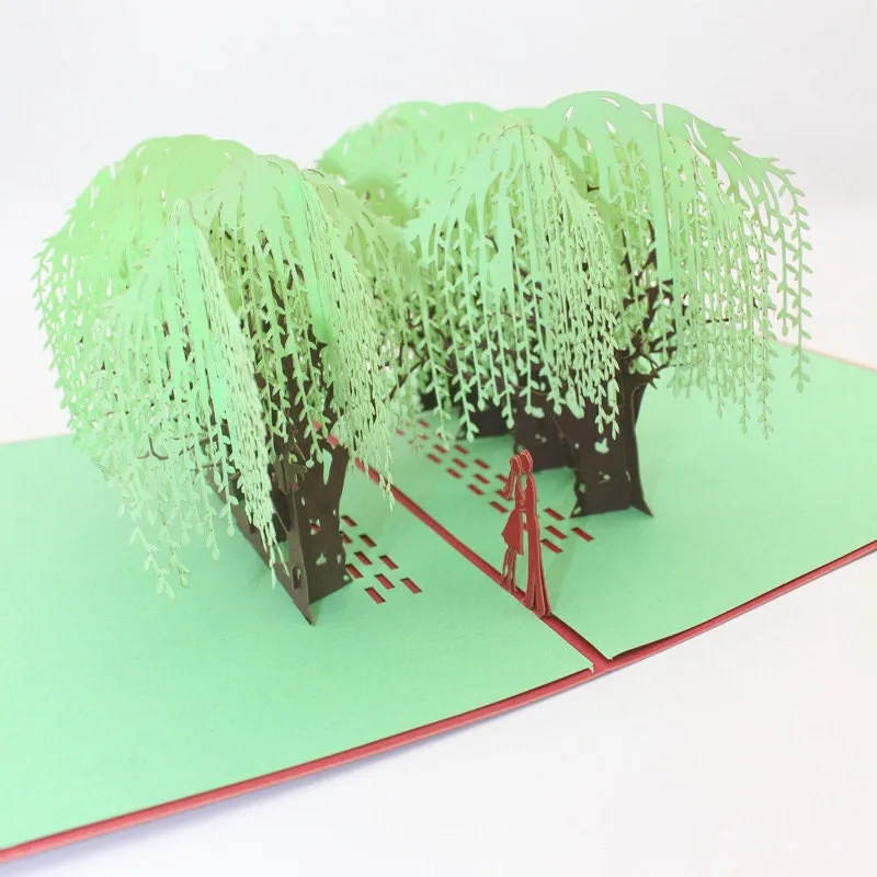 Handmade 3D GreenTrees Pop-Up Greeting Card - Personalized & Perfect for Birthday Wishes, Thinking of You, Congrats, Thank You and More