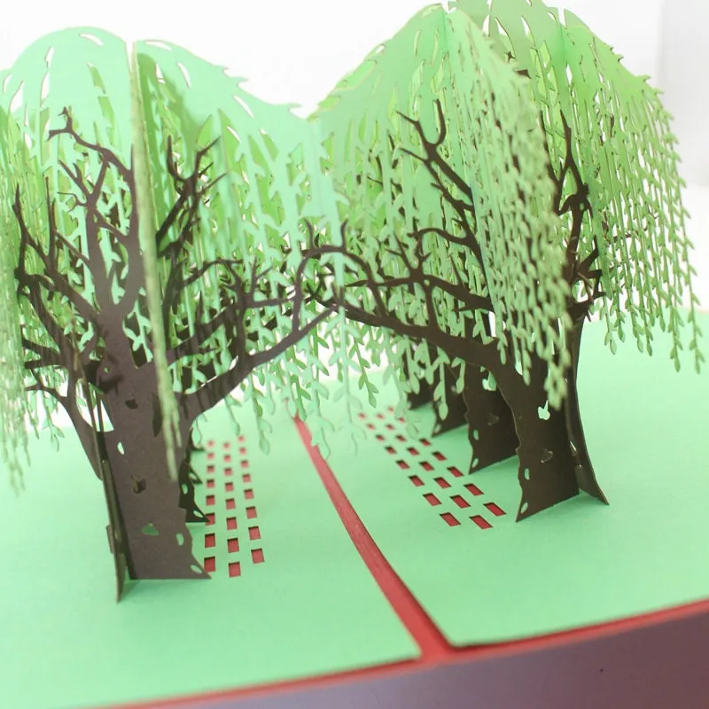 Handmade 3D GreenTrees Pop-Up Greeting Card - Personalized & Perfect for Birthday Wishes, Thinking of You, Congrats, Thank You and More