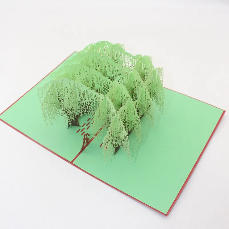 Handmade 3D GreenTrees Pop-Up Greeting Card - Personalized & Perfect for Birthday Wishes, Thinking of You, Congrats, Thank You and More