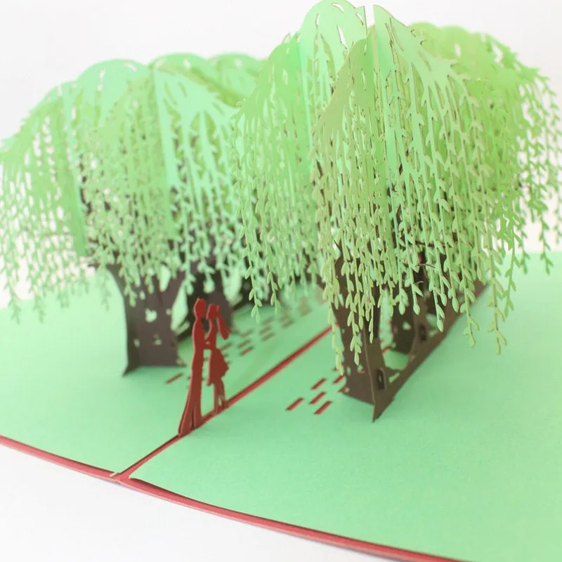 Handmade 3D GreenTrees Pop-Up Greeting Card - Personalized & Perfect for Birthday Wishes, Thinking of You, Congrats, Thank You and More