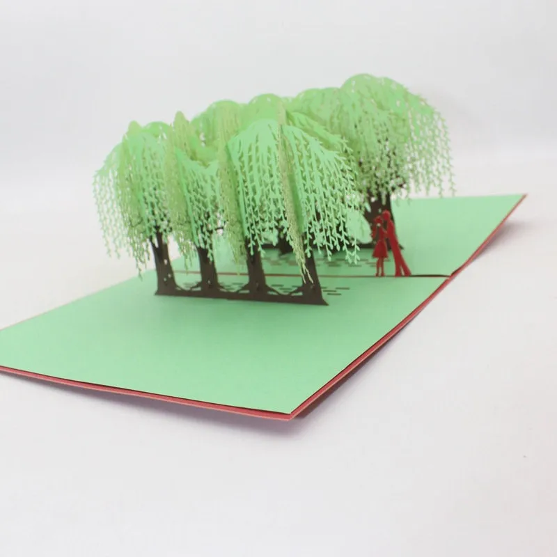 Handmade 3D GreenTrees Pop-Up Greeting Card - Personalized & Perfect for Birthday Wishes, Thinking of You, Congrats, Thank You and More