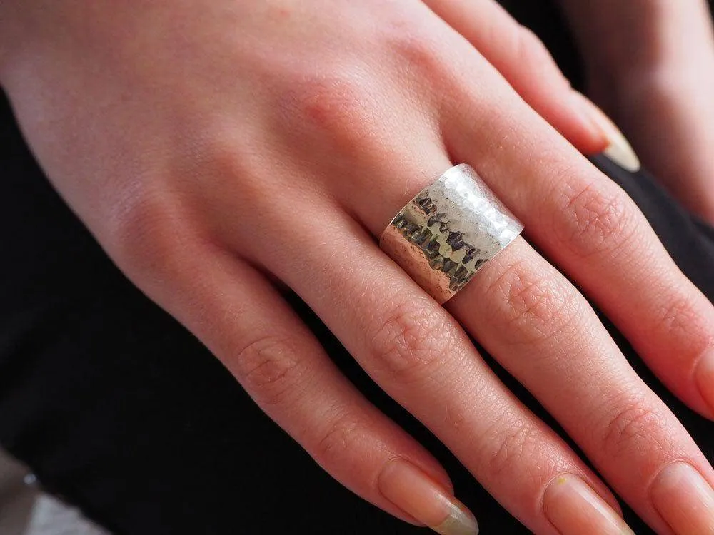 Handmade Hammered Sterling Silver Cuff Ring