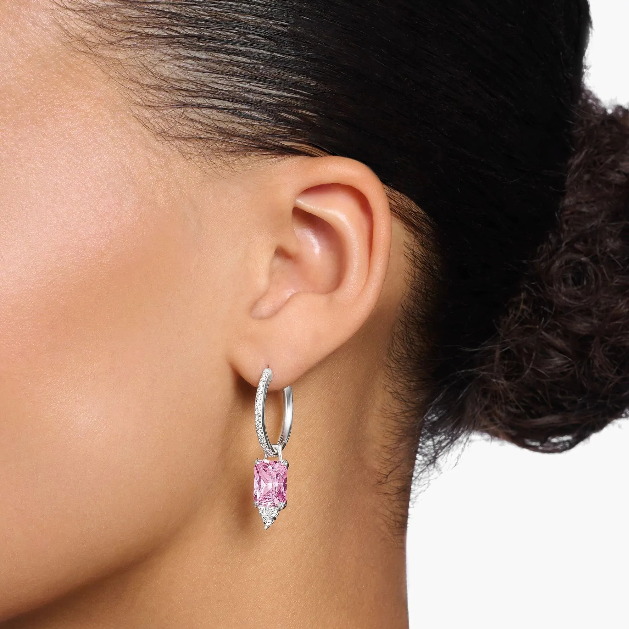 Heritage Pink Stone Hoop Earrings