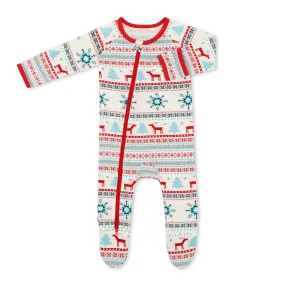 Holiday Reindeer Blue Footie