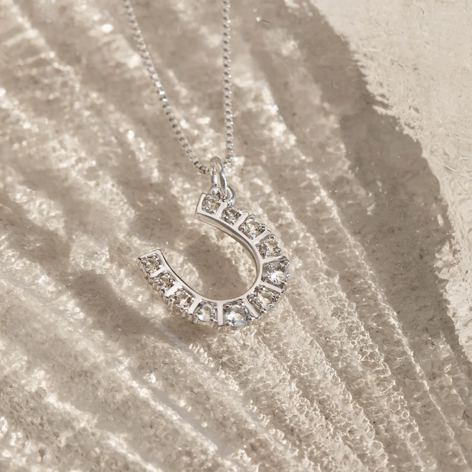 Horseshoe Necklace | White Topaz