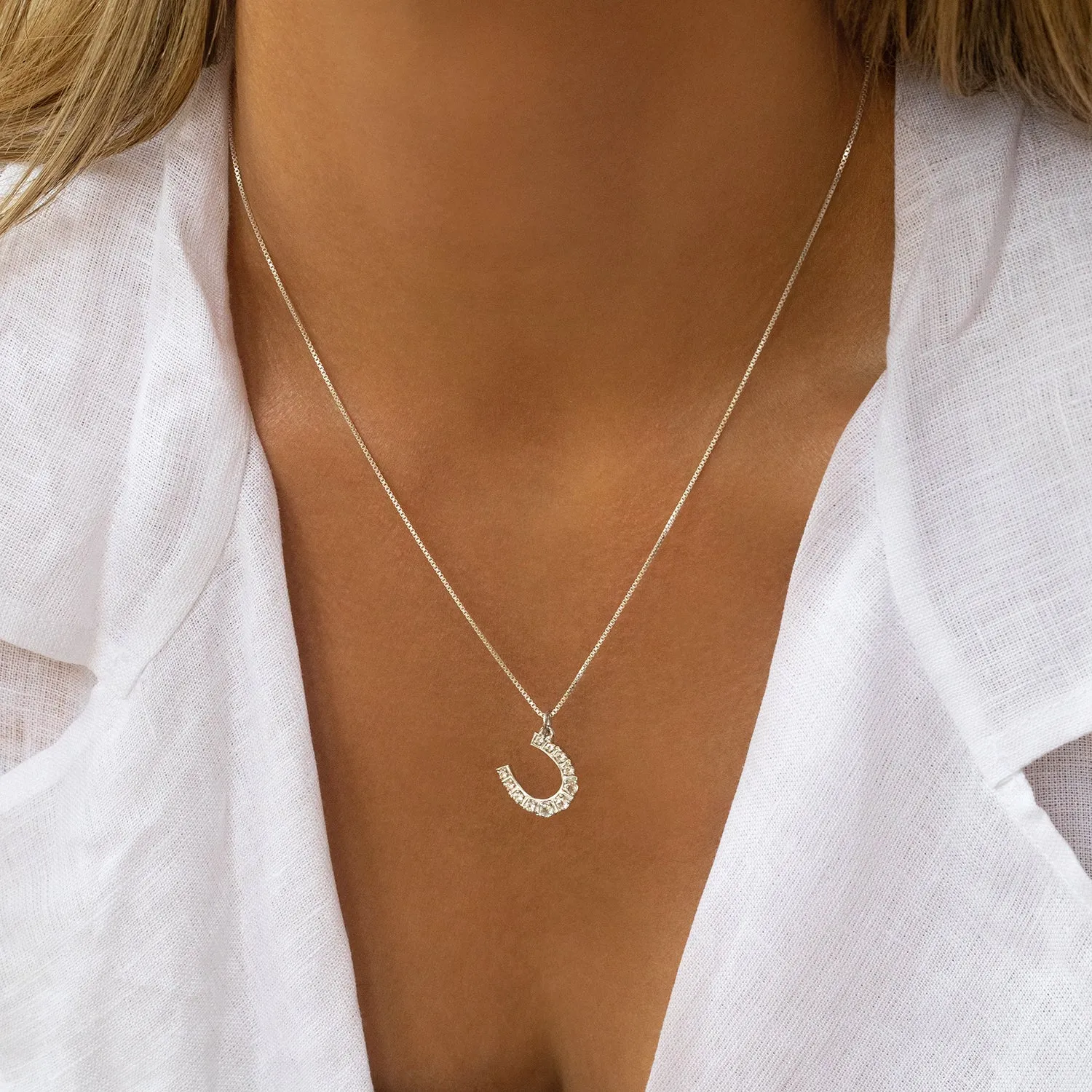 Horseshoe Necklace | White Topaz