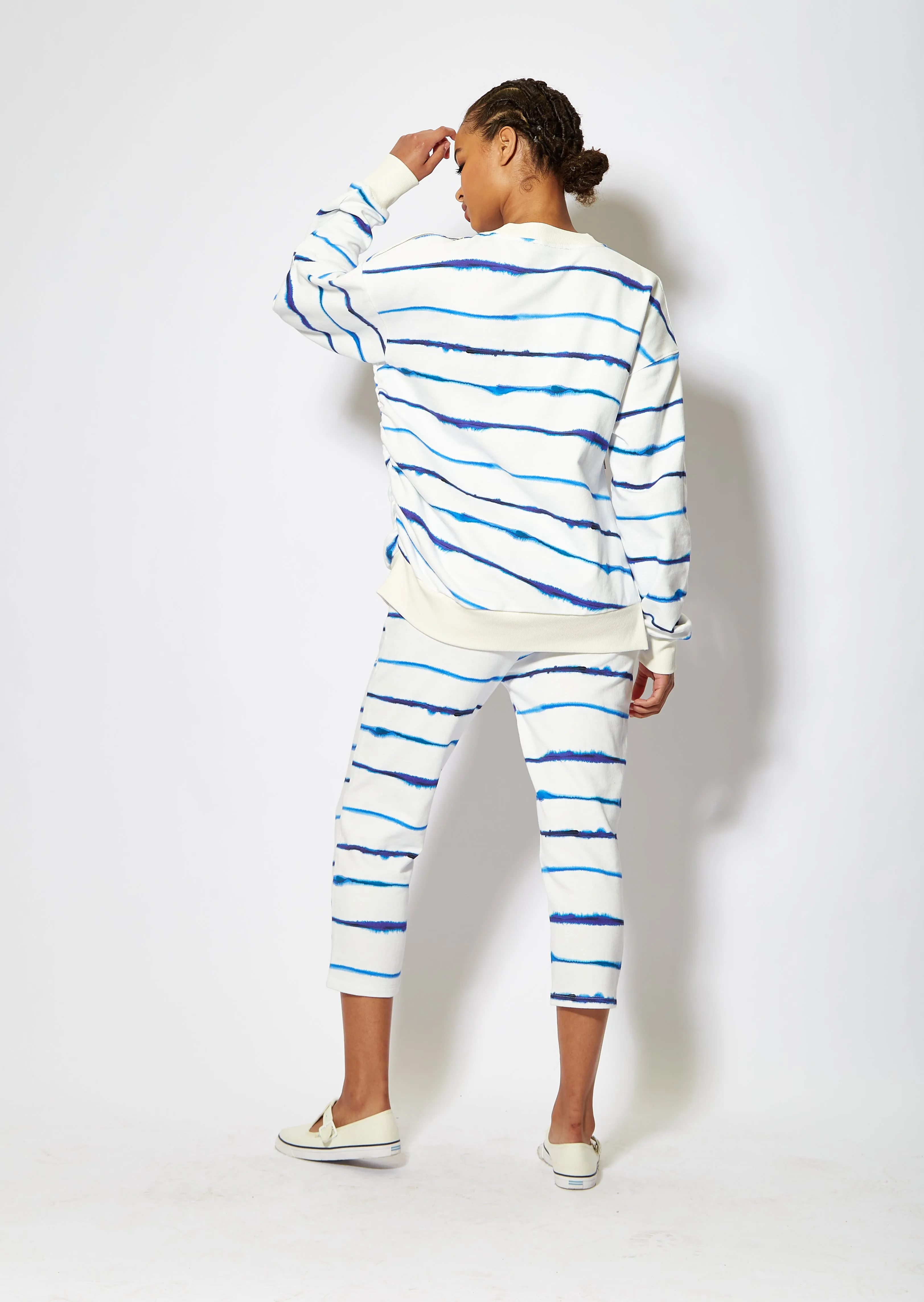 House of Holland Blue Ink Stripe Capri Style Joggers