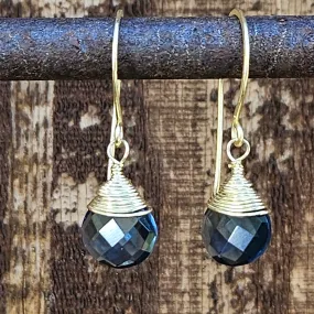 Iolite Radiant Raindrop Earrings - Gold