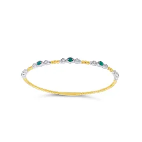 Irisa by Martin Binder Emerald & Diamond Flexible Stacking Bangle Bracelet