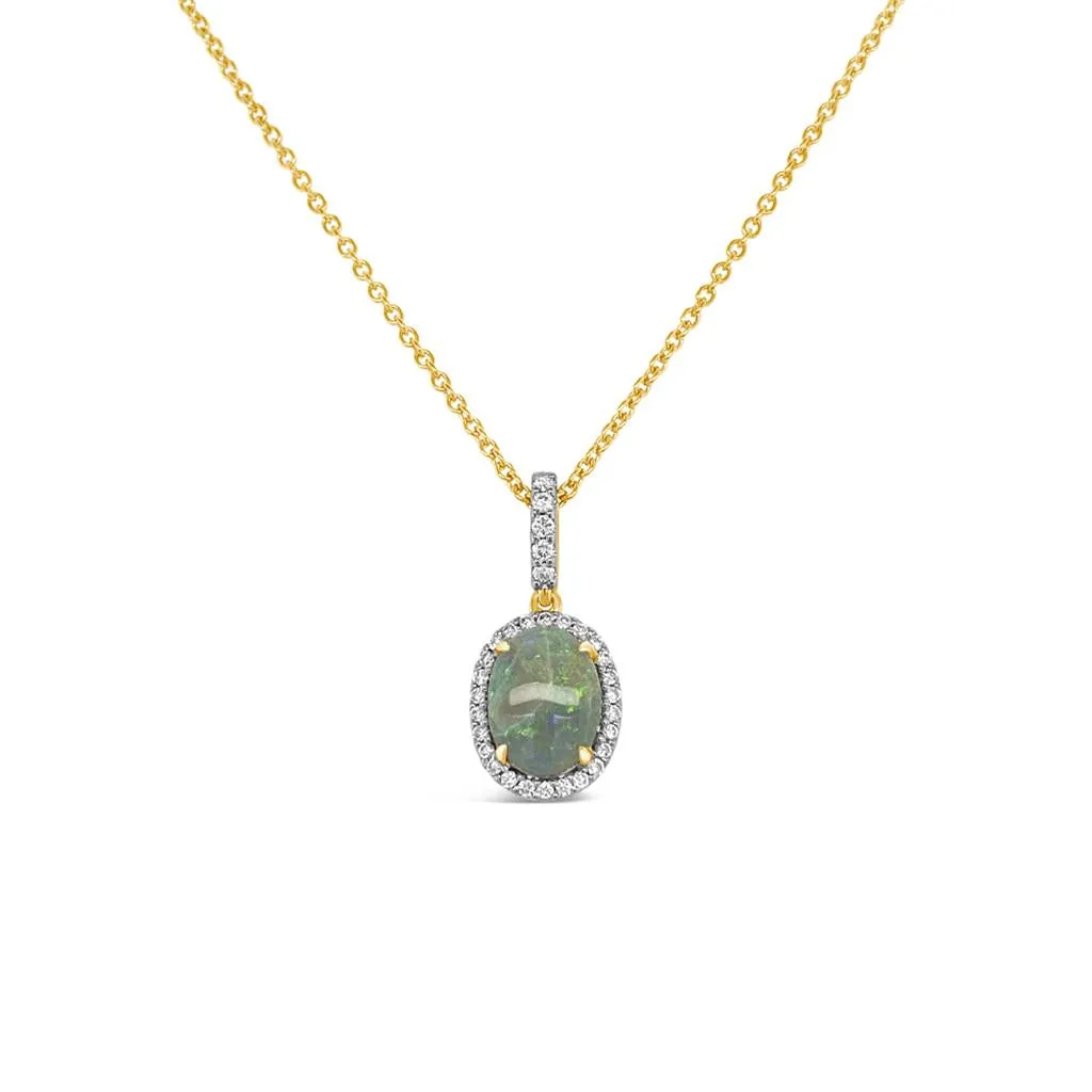 Irisa by Martin Binder Oval Opal & Diamond Halo Necklace