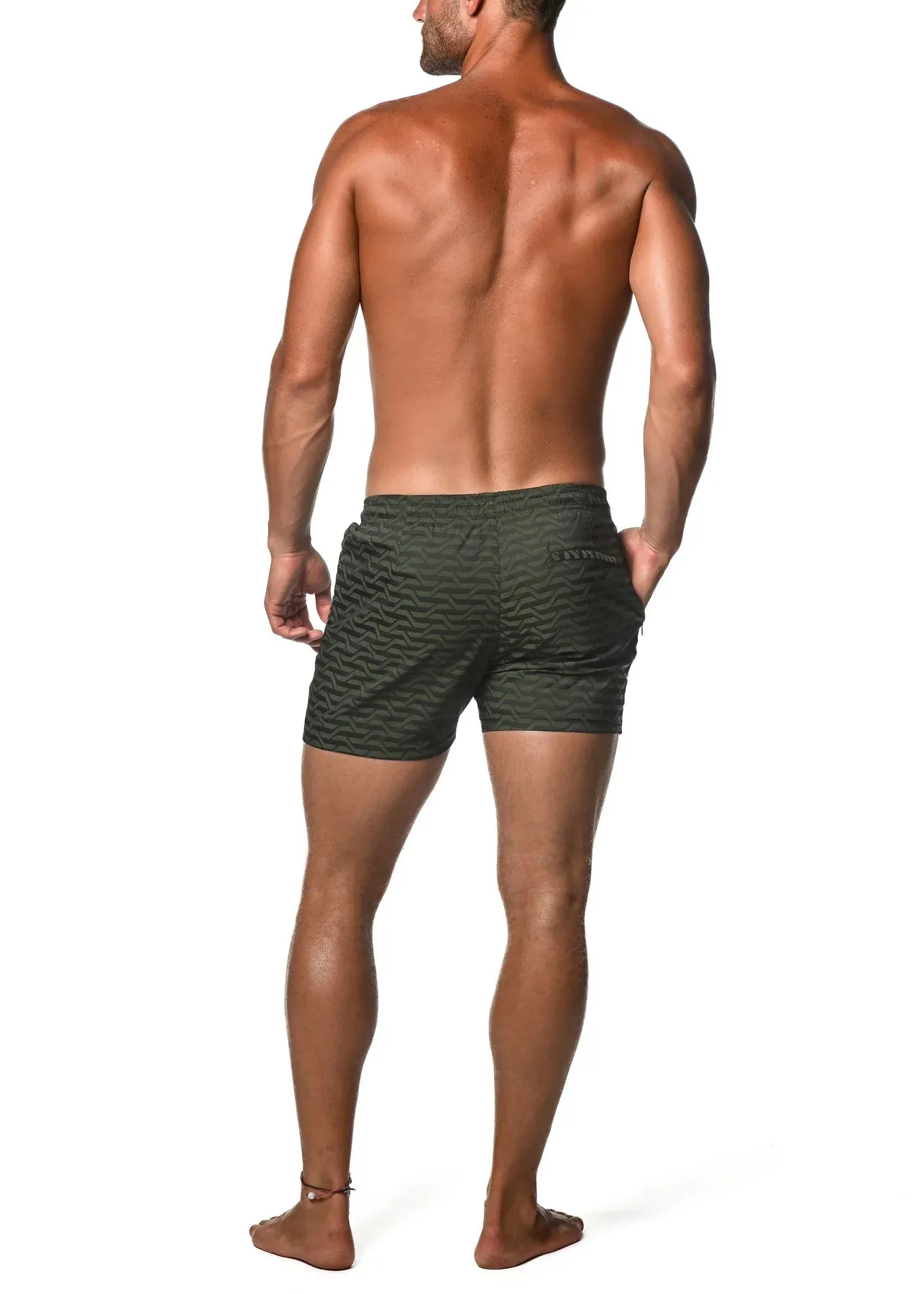 JACQUARD STRETCH SWIM SHORT WITH MESH LINER