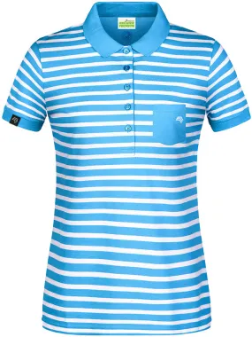 JAN 8029 ― Damen Bio Baumwolle Streifen Polo Shirt - Atlantic Blau / Weiß