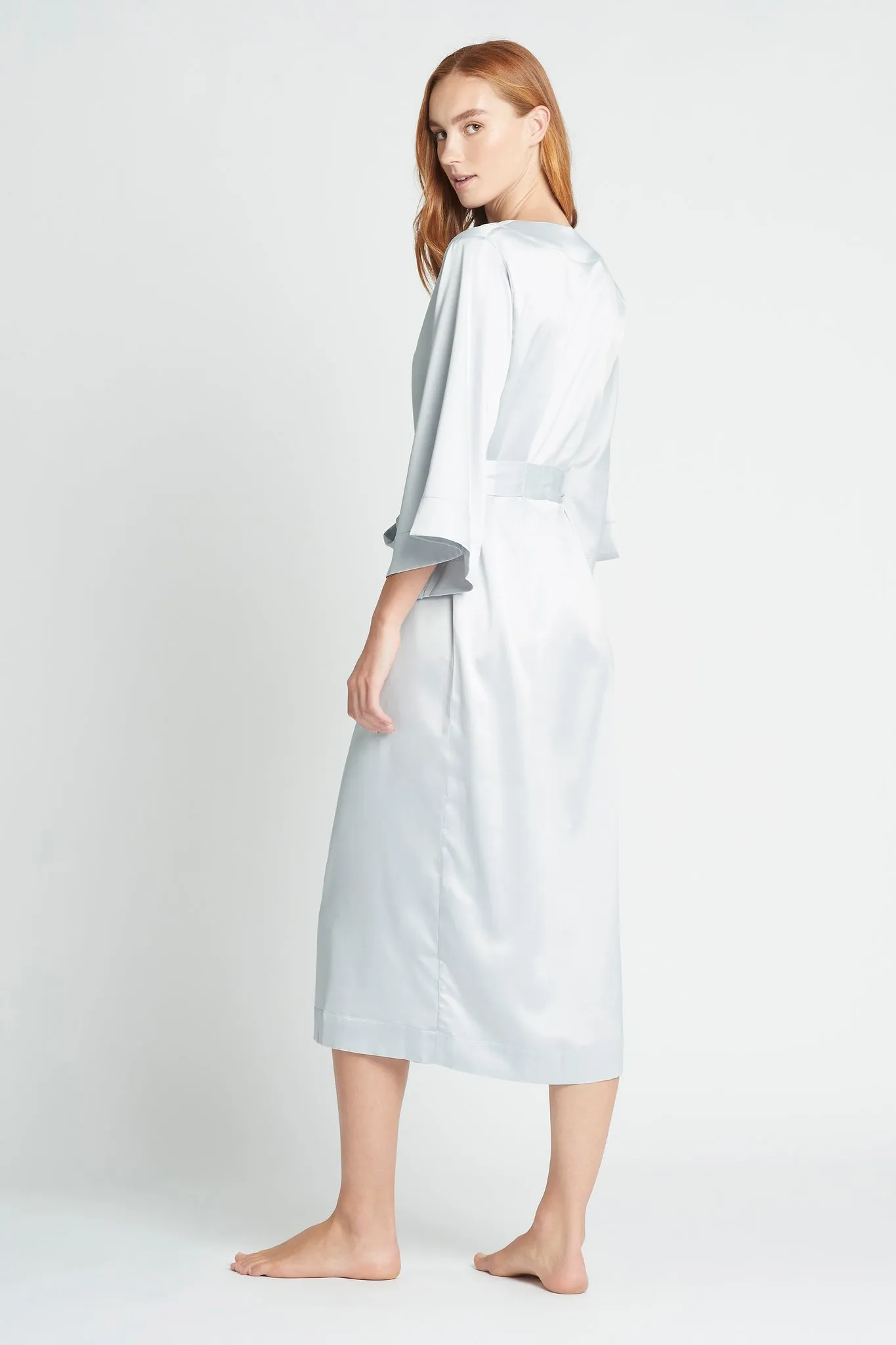 Jasmine Long Robe - Eggshell Blue