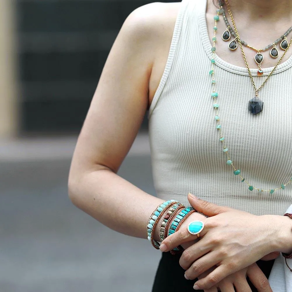 Jasper & Amazonite Wrap Bracelet