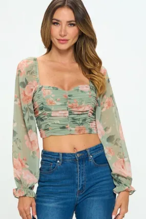 Jolie Bustier Crop Top - Floral Print