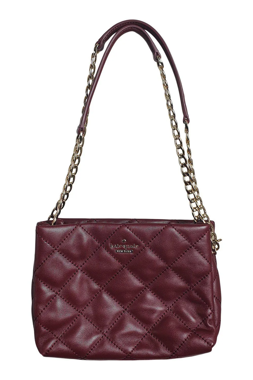 KATE SPADE Maroon Red Quilted Open Top Shoulder Bag (S)