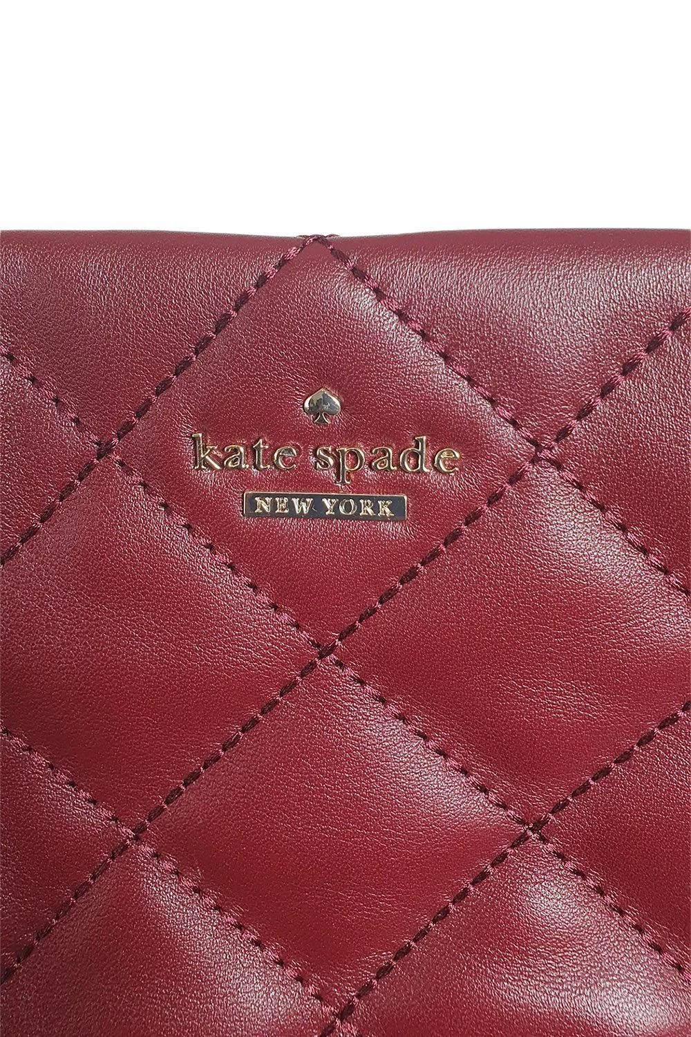 KATE SPADE Maroon Red Quilted Open Top Shoulder Bag (S)