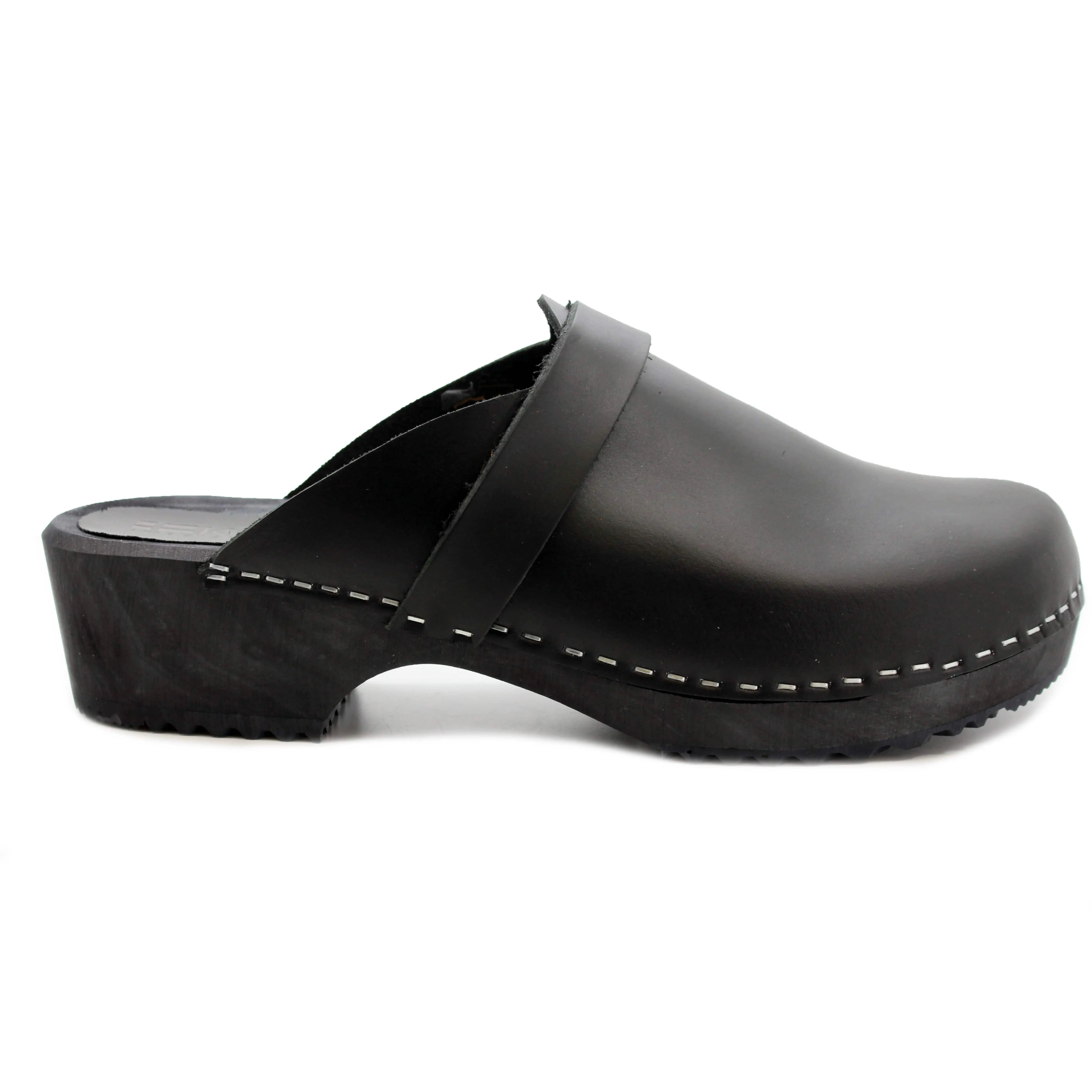 KLÄGN Men's Axel Leather Open Back Wooden Clogs