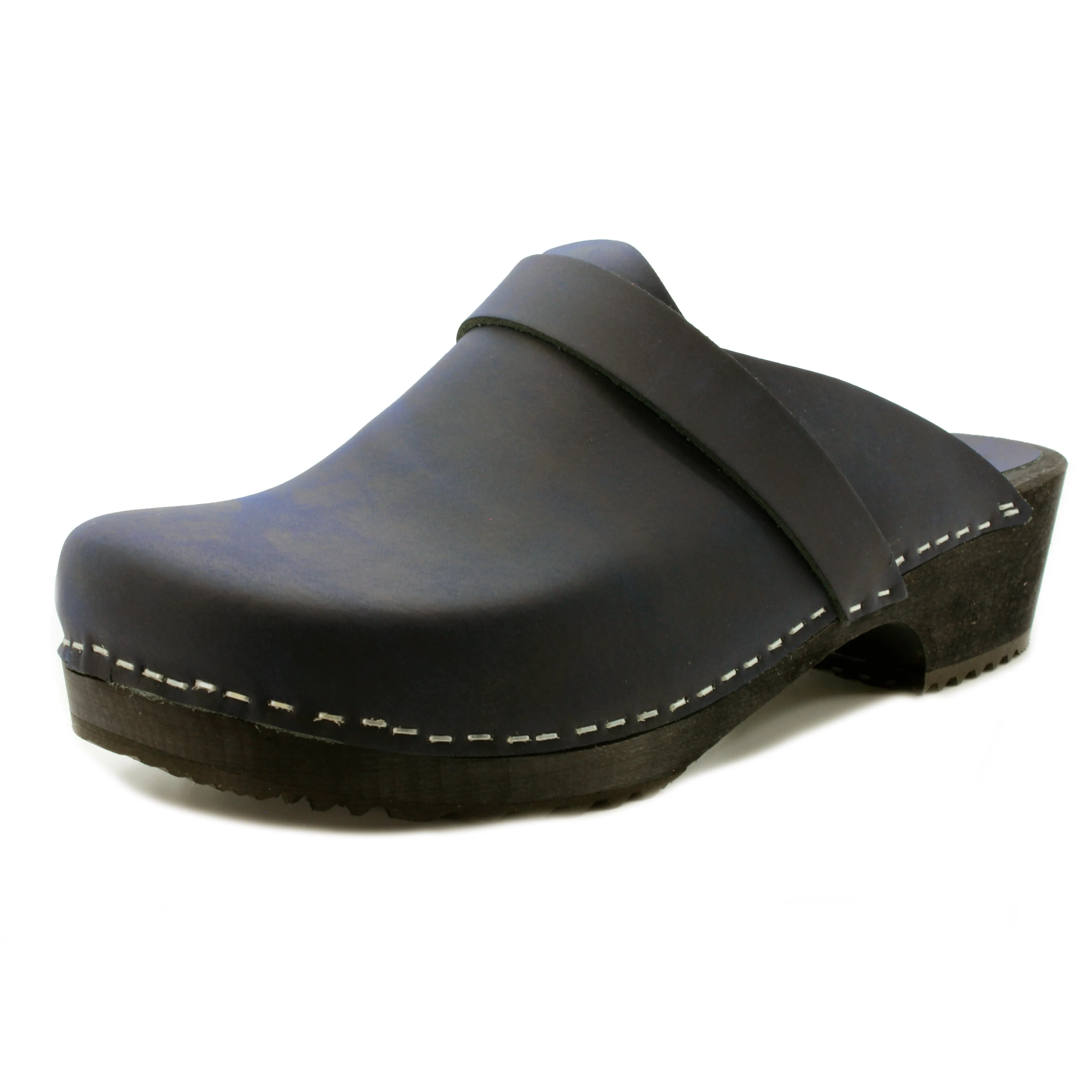 KLÄGN Men's Axel Leather Open Back Wooden Clogs