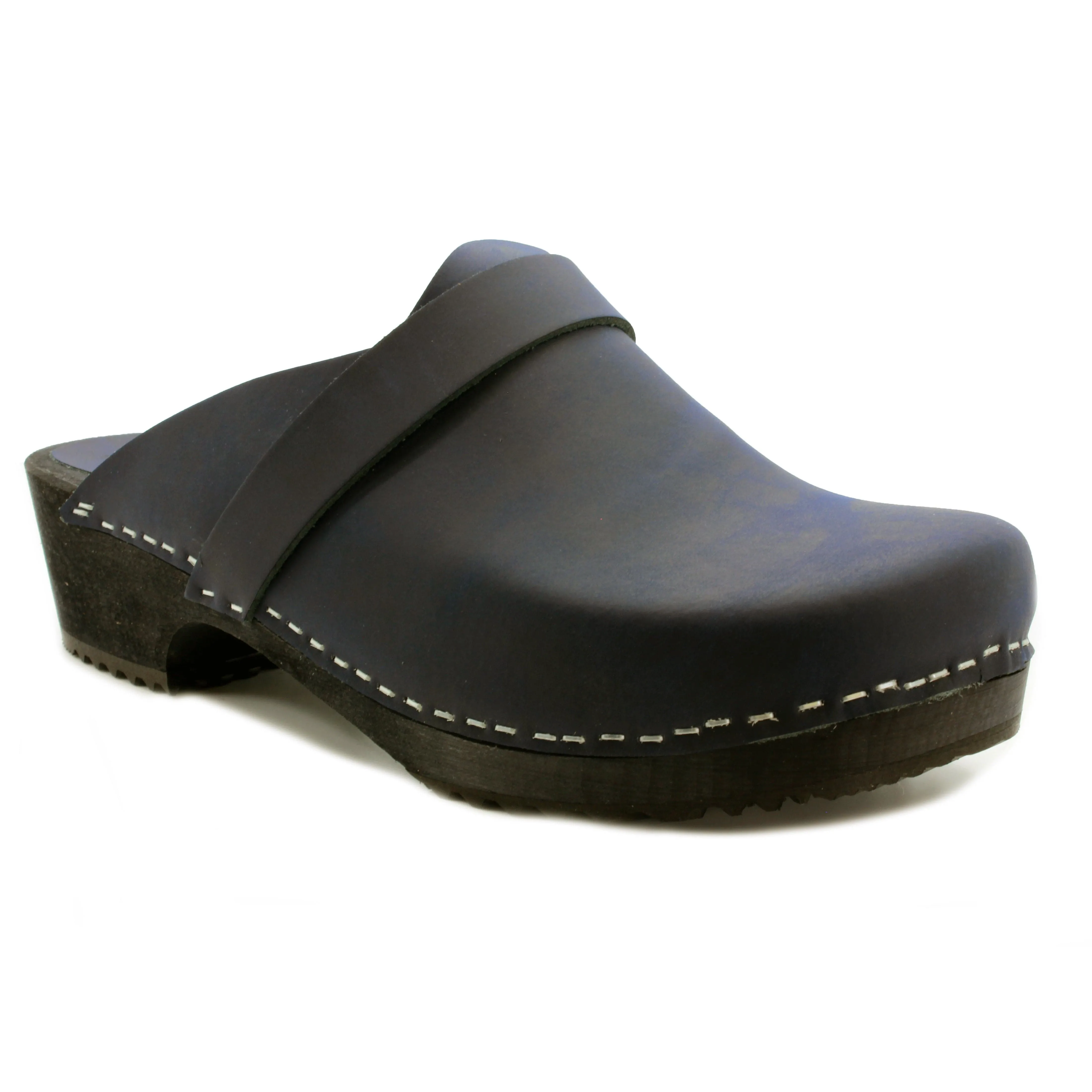 KLÄGN Men's Axel Leather Open Back Wooden Clogs