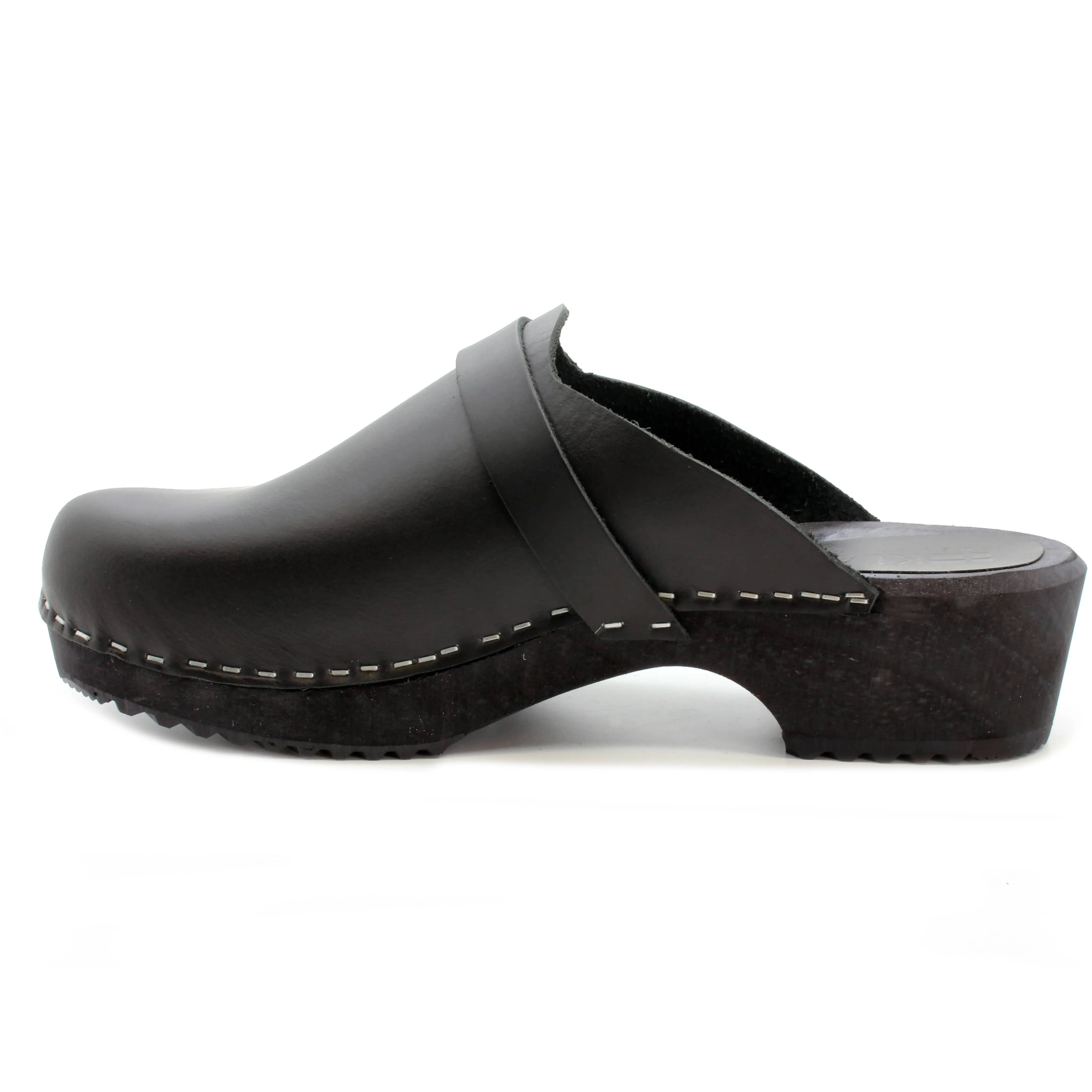 KLÄGN Men's Axel Leather Open Back Wooden Clogs