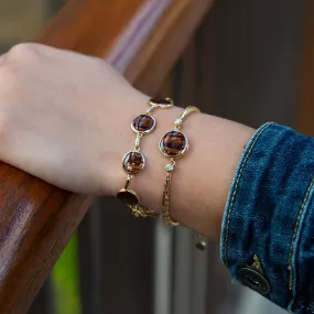 Koa Wood Planet Earth Charm Bracelet