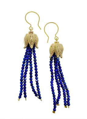 Lapis BeadedTassel Earrings JE022