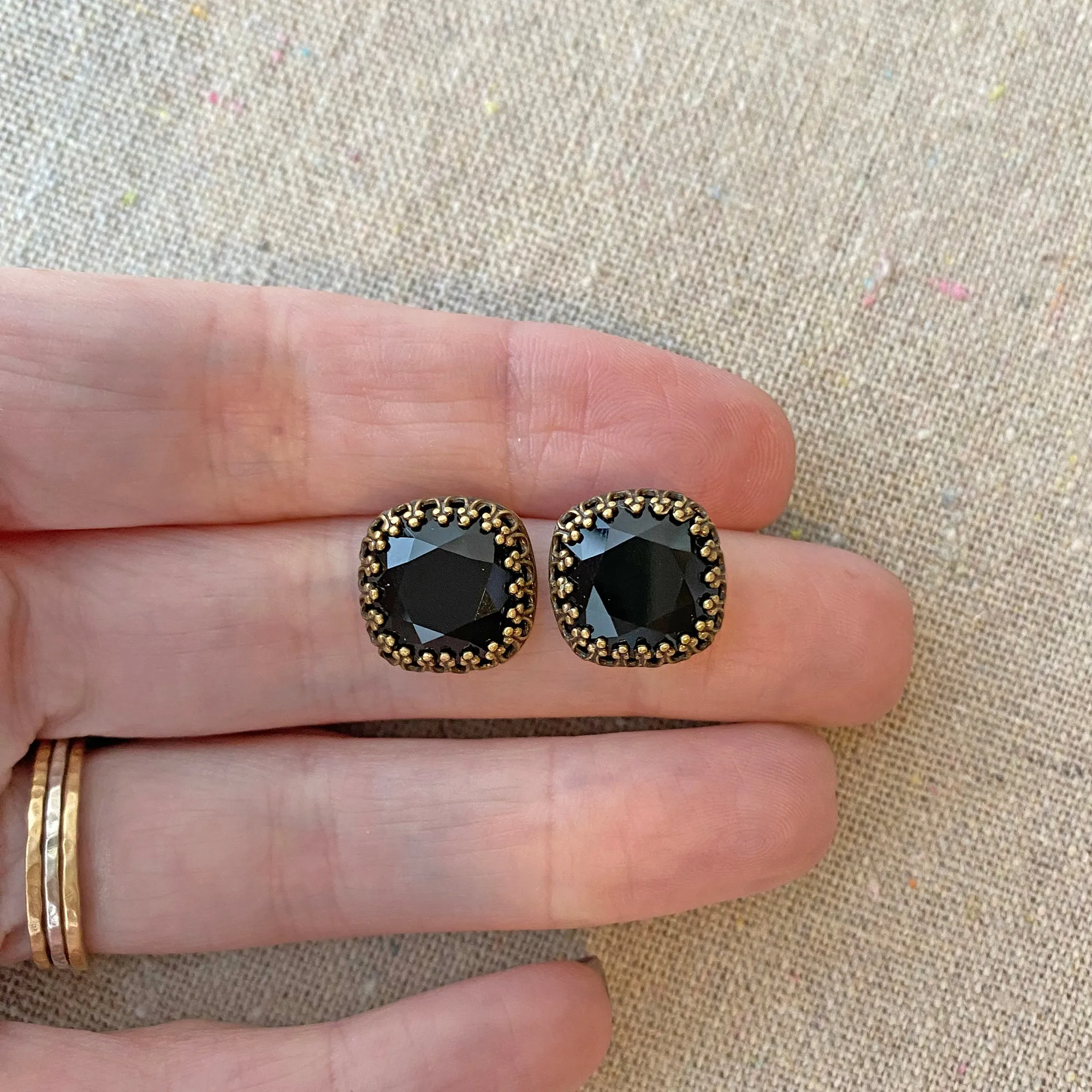 Large Cushion Crown Post Earrings