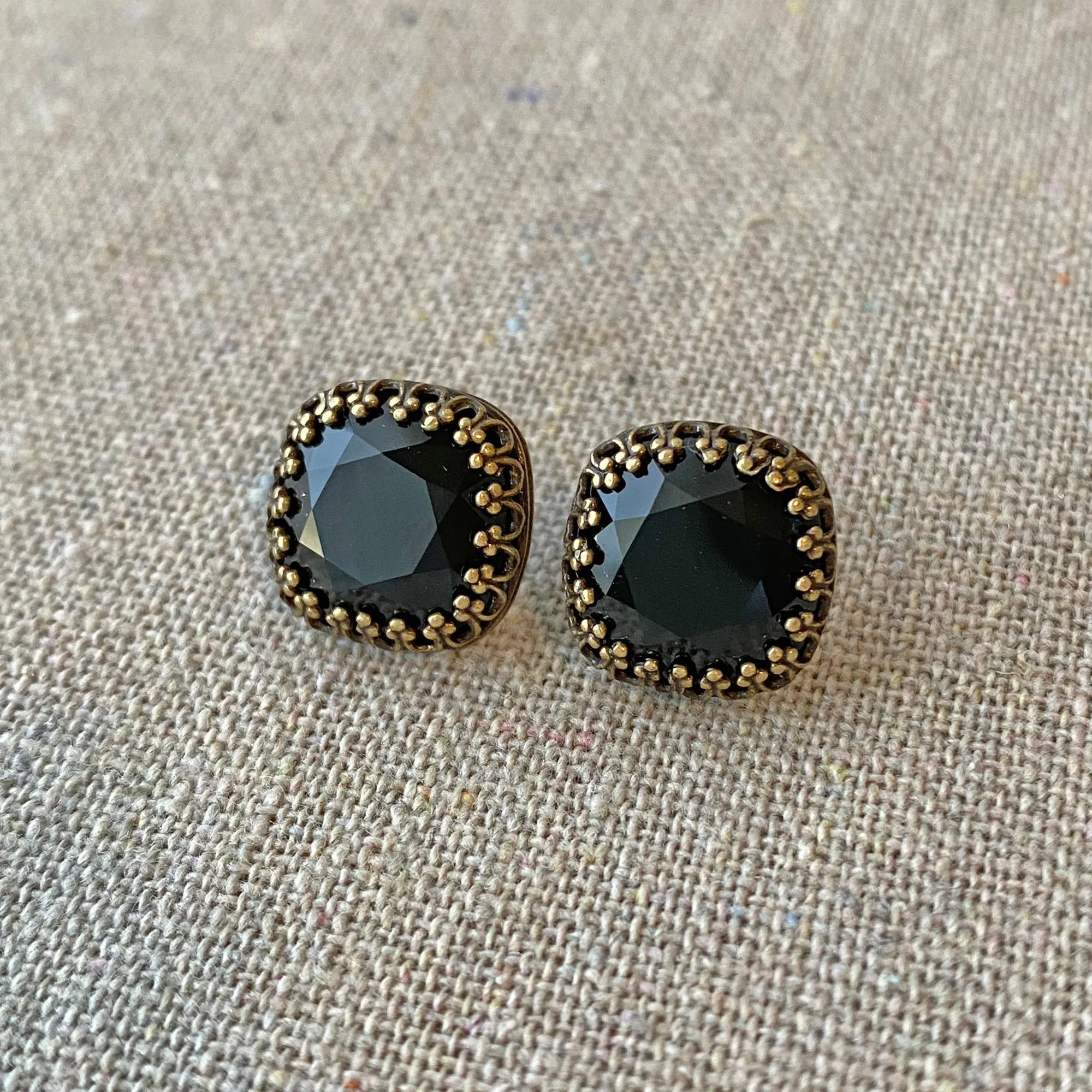 Large Cushion Crown Post Earrings