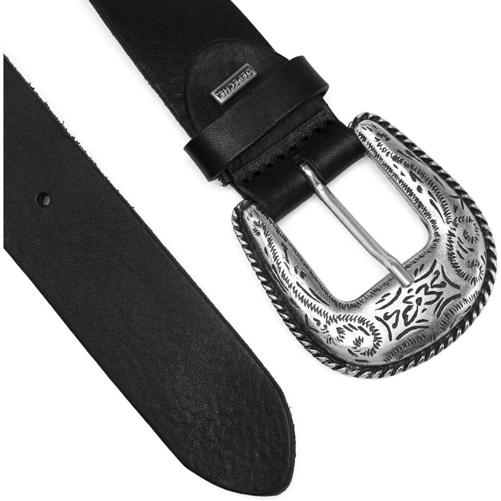 Leather belt with western buckle / 15844 - Black (Nero)