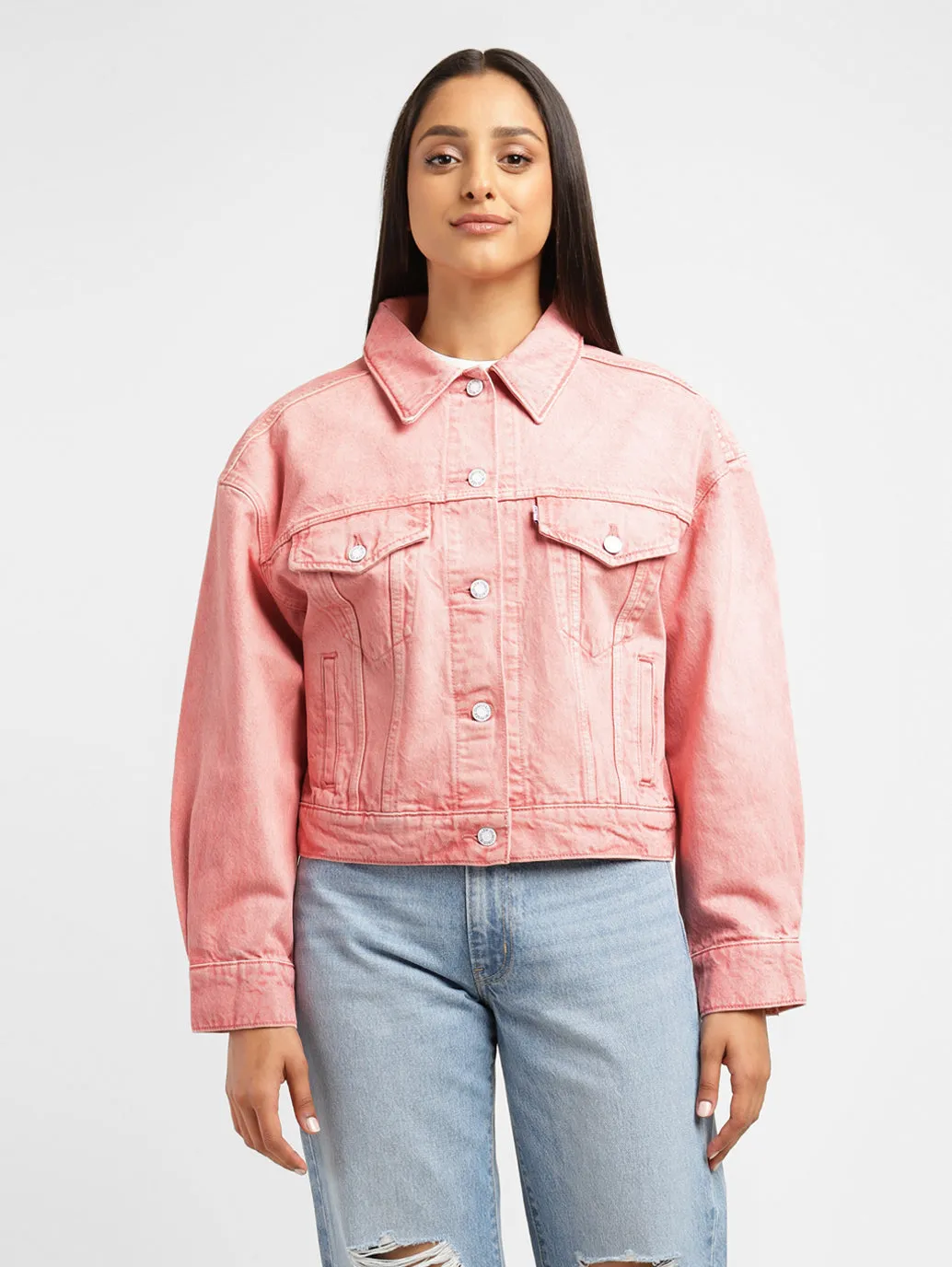 Levi's x Deepika Padukone Solid Peach Spread Collar Jacket